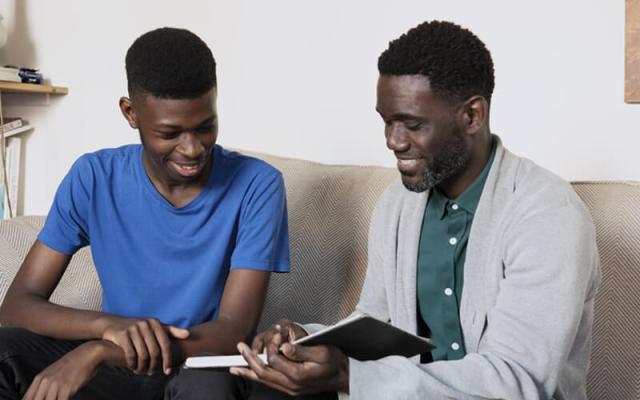 Foster carer and child