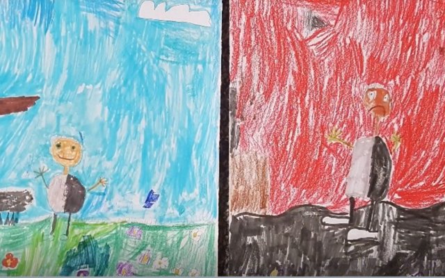 Drawings from a bomb shelter in Ukraine