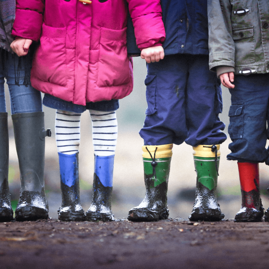 children wearing wellies