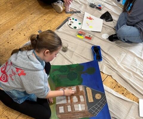 children creating puppets for antibullying week