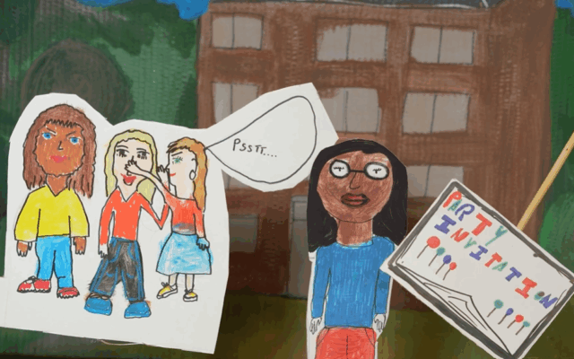 a screen shot of the stand up rise up film with children's illustrations